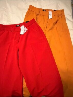 NWT Set of 2 Express Tailored Pants - Red and Orange